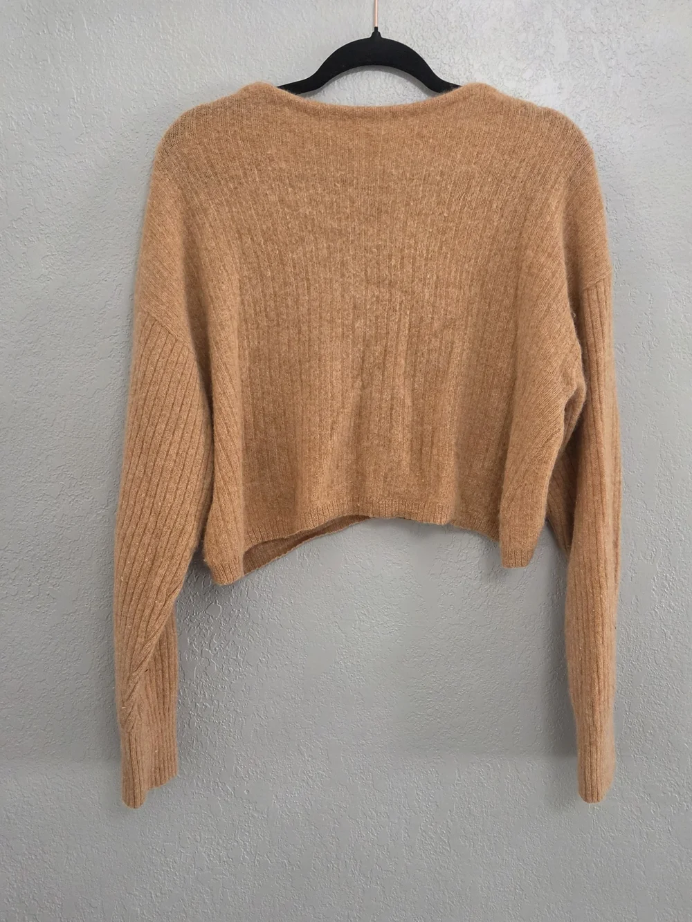 Free People Elias V-Neck 100% Cashmere Cropped Sweater Cinnamon Medium